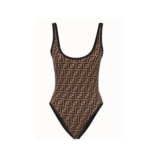 Non-authentic brand, new swimsuit, brown and black